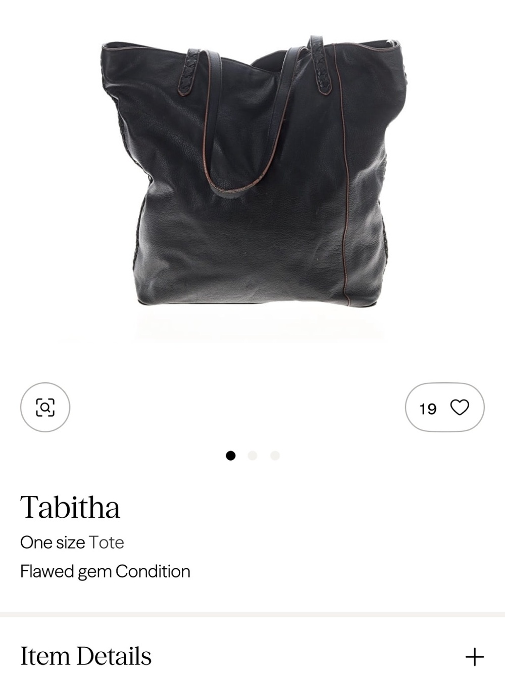 Tabitha Black Leather Shopper Tote with Contrast Stitching